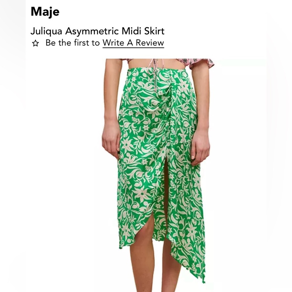 NWTA Maje Green Floral Midi Skirt Size 38